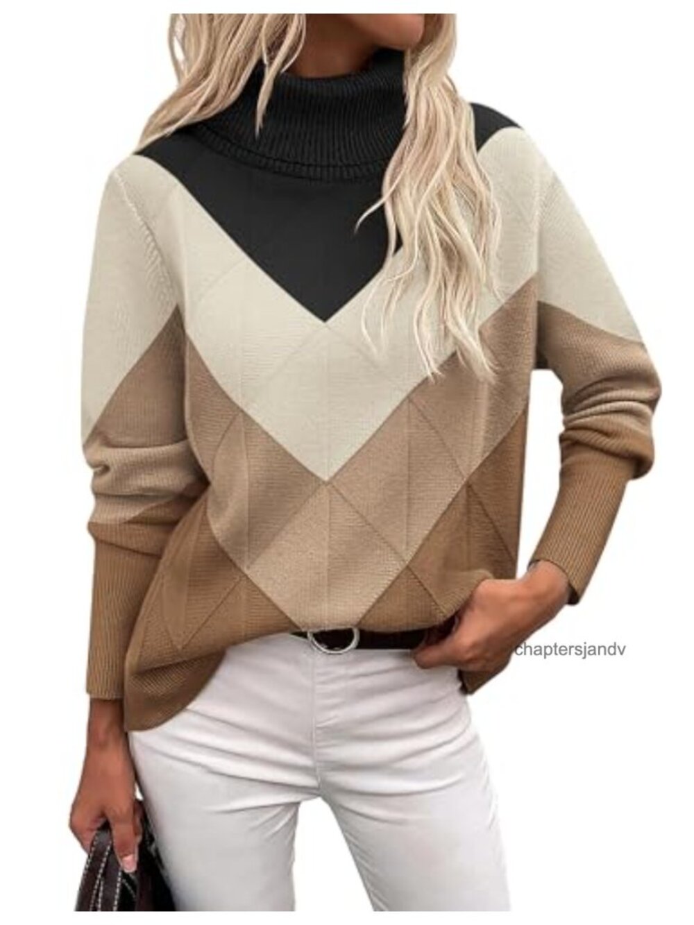 Women's Turtleneck Sweater Chunky Knit Long Sleeve Pullover